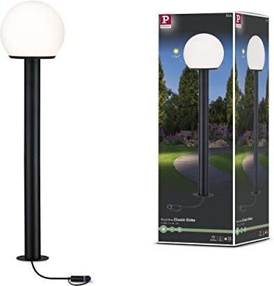 Paulmann Plug & Shine Lampada da esterni LED paletto Classic 24V Globe IP65 incl. 1x2 Watt dimmerabile chiaro metallo 3000 K E14