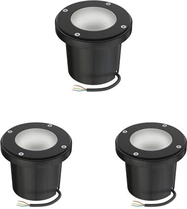 ledscom.de 3x lampada da incasso a terra BOFU per esterni, IP67, orientabile, nera, rotonda, 150mm Ø, 1x GU10 max. 15W, vetro smerigliato