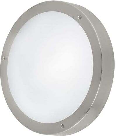 Eglo LED soffitto esterno Vento 1, lampada da esterno a 1 fiamma per parete e soffitto, lampada da soffitto in acciaio inox e vetro, colore: argento, bianco, IP44