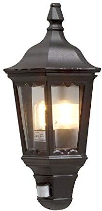 Konstsmide Firenze  Lampada da parete per esterni, con sensore PIR e rilevatore di movimento, 1 lampada da parete E27 Max da 100 W, in alluminio, IP43, colore: nero opaco,