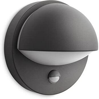 Philips LED June, Lampada a Parete, per Esterni, Attacco E27, con Sensore di Movimento, Lampadina Inclusa, IP44, Antracite