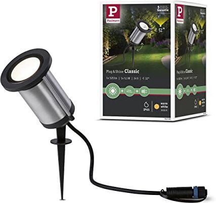 Paulmann Plug & Shine apparecchio per Esterni LED Spot Classic incl. 1 Lampada da 5,1W Protezione dai getti d’Acqua IP65 Antracite 3000K 5.1 W