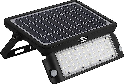 Brennenstuhl Luce Solare LED da Esterno Con 2 Sensori di Movimento PIR, Faro LED Esterno Con Pannello Solare Integrato, LED luminoso, 10W, 1080lm, Rilevatore Movimento 180°, IP 65, Nero