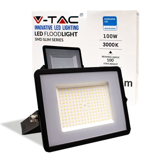 V-TAC Faro LED da Esterno 100W con Chip Samsung [Ultima Generazione] IP65-8200 Lumen Proiettore LED Esterno Nero per Casa, Giardino, Garage Impermeabile Fari Luce Bianca Naturale