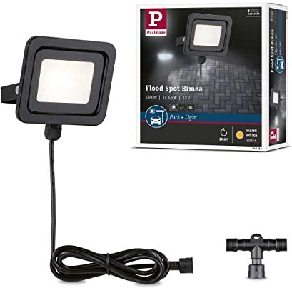 Paulmann Park + Light Apparecchio LED per pareti Fluter Bimea IP65 incl. 1x4,5 W Bianco Caldo Nero Esterno Metallo Luce per Garage 3000K 4.5 W