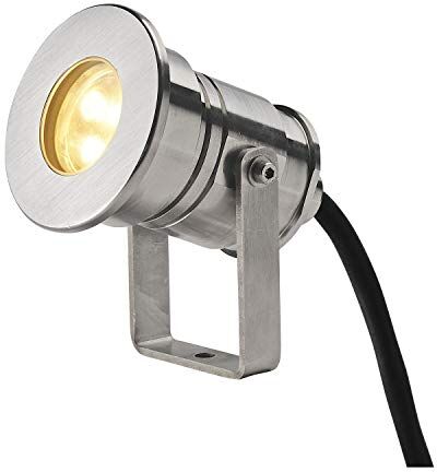 SLV lampada a picchetto DASAR PROJEKTOR / lampada da esterno per l’illuminazione di giardino, terrazza, piante, stradelli / IP67 3000K 5,5W 300lm acciaio inossidabile 40 gradi