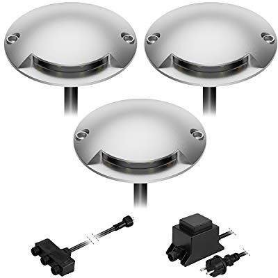 ledscom.de Lampada da terra a LED Bunda, 1 lampada, per esterni, transitabile, bianco freddo, set da 3