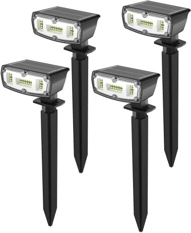 OUSFOT Luci solari a LED IP67 impermeabili 2 modalità di luminosità Faretti di sicurezza ad energia solare per giardino cortile vialetto portico passerella (4 confezioni)