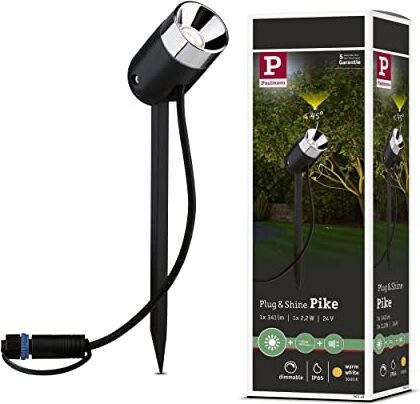 Paulmann Plug & Shine Spot Pike LED Lampada da Esterno Rotonda incl. 3 x 3.5 Watt Dimmerabile Antracite 3000 K Bianco Caldo, Plastica 3.5 W, Black, 1 pezzo