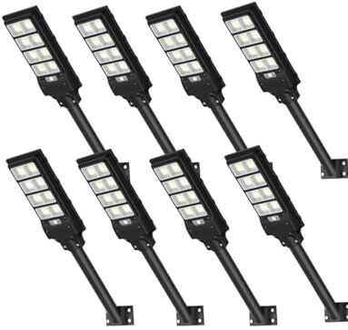 Sararoom Lampione Solare LED Esterno, 400W/720Led Lampioni Solari con Sensore di Movimento, 3 Modi/6500K Lampada da esterni con Telecomando, IP65 Luce di Sicurezza per Giardino Garage,8 Pack