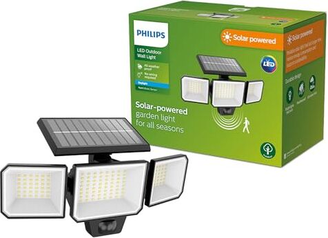 Philips LED Nysil Luce Solare di Sicurezza per Esterni, Luce Bianca Fredda, 8.7W, IP44, Nero