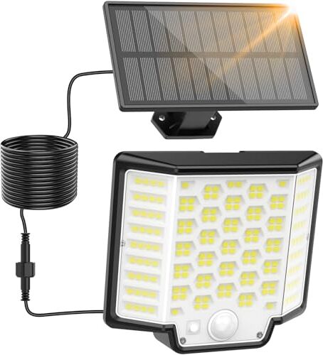 Collasis Luci Solari da Giardino, [186LED/3Modes] Faretto Led da Esterno Solare 270°Illuminazione con Sensore luci da Esterno IP65 Impermeabile Lampade Solari da Giardino per Garage, Pareti