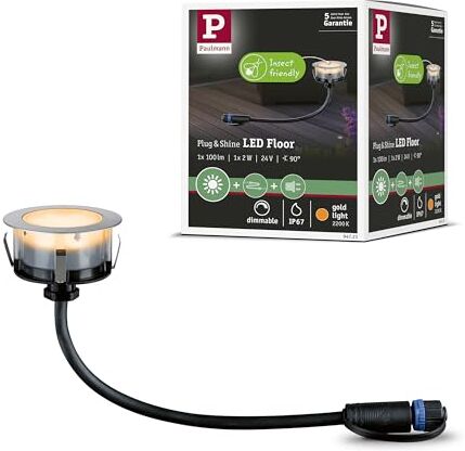 Paulmann Plug & Shine Lampada LED per Esterni faretto da Incasso a Pavimento Floor Delicata per Gli Insetti IP67 2200K 2W 2 W, Argento