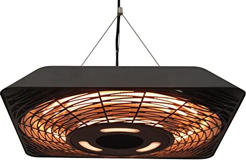 Outsunny Lampada Riscaldante per Esterni con Luce, 3 Livelli di Potenza 800W/1200W/2000W e Telecomando, 45x45x10cm, Nero