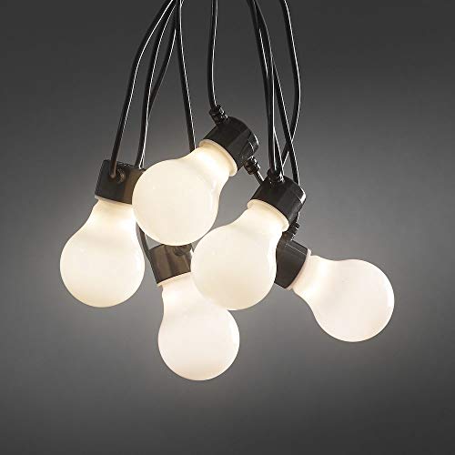 Konstsmide Sistema di Illuminazione LED da Esterni, 80 diodi Colore Bianco Caldo + 10 lampadine Opaline, 24 V, trasformatore Esterno, Cavo Nero