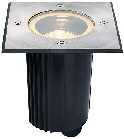 SLV terrazza, faretto Incasso da Giardino, Lampada da Terra per Esterno / GU10 IP67 Inossidabile, DASAR 80 35W Acciaio Inox 316 Quadrato