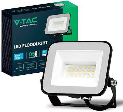 V-TAC Faro LED da Esterno 30W [CHIP SAMSUNG] 2505 Lumen IP65 Proiettore Faretto LED Esterno Colore Nero per Casa, Giardino, Garage Impermeabile Fari LED Luce Bianca Fredda