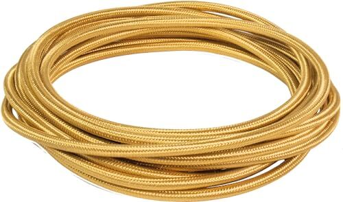 Fanton cavo elettrico tessile TONDO colore oro 5mt 3G0,75 filo rivestito in tessuto vintage stile retrò per lampadari applique 93847-05