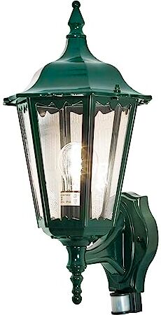 Konstsmide Firenze Up Lampada da parete per esterni con sensore PIR e rilevatore di movimento, 1 lampada da parete E27 Max da 100 W, in alluminio, IP43, verde chiaro esterno