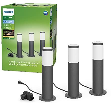 Philips LED GardenLink, Utrecht, Kit Base Paletto LED da Esterni, 3 Pezzi, Luce Bianca Calda, IP44, Basso Voltaggio, 6W, Alimentatore Incluso