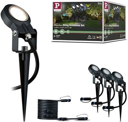 Paulmann Plug & Shine lampada per esterni LED Sting incl. 3 picchetti da giardino da 6 Watt dimmerabile antracite apparecchio da giardino alluminio ambiente esterno 3000 K