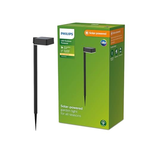 Philips LED Vapora Paletto Solare da Parete per Esterni, Luce Bianca Calda, 1.5W, IP44, Nero