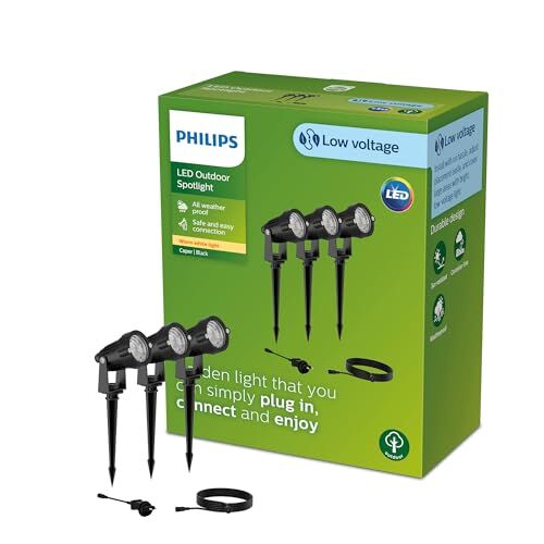 Philips LED GardenLink Caper Set di Luci per Esterni, 3x1.5W, 24V, IP67, Nero