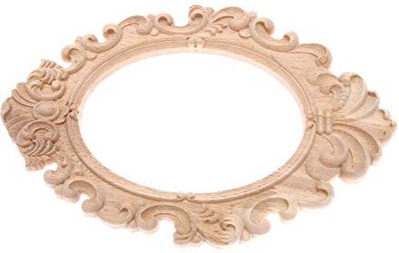 MUXSAM 1Pc Legno intagliato Applique Onlay Cornice Decor In Legno Decalcomania Scultura per Porta Di Nozze 31x20cm