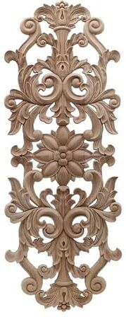 RaamKa Fregio In Legno Applique ad angolo con decalcomania intagliata a fiore ondulato intagliato in legno di quercia non verniciato for arredamento di mobili for la casa Applique lunga intagliata in legno d