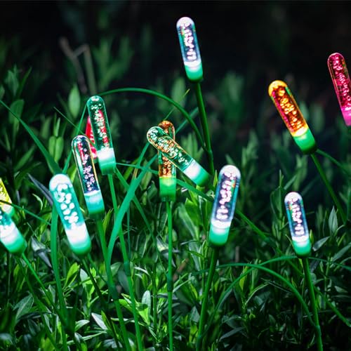 MLOQI 2 Pezzi Luci Solari Esterno Giardino, Lampade Solari per Giardini Esterni, 5 Luci LED Modalità Respirazione Decorazione