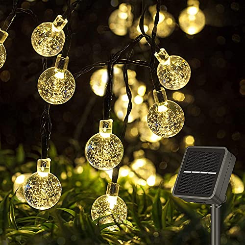 Ledya Catena Luminosa Esterno Solare, [200 LED/22M 72FT/8 Modalità] Luci Solari Esterno, Impermeabile Cristallo Globo Lucine Decorative per Esterno Giardino Matrimonio Festa (Bianco Caldo)