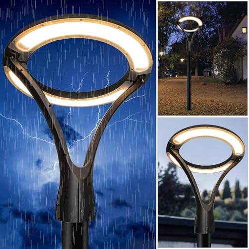 Planetitaly Lampione moderno LED 100W resa 930W cerchio fungo luminoso IP65 design elegante luce esterni giardino cortile viale 230V 4000K luce naturale