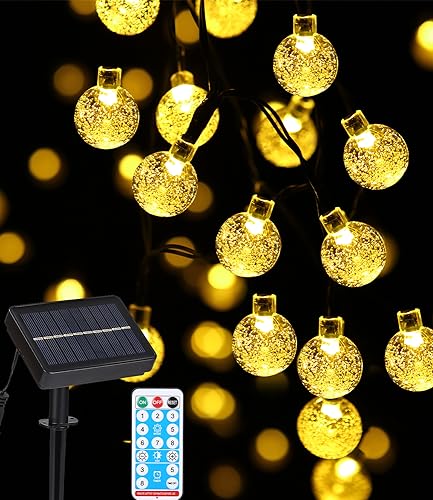 FAOKZE Catena Luminosa Esterno Solare,12M 100 LED Luci Solari Esterno Impermeabile,8 Modalità,Impermeabile IP65 Luci Stringa Solare Esterno per Giardino,Patio,Recinzione,Festa Natale