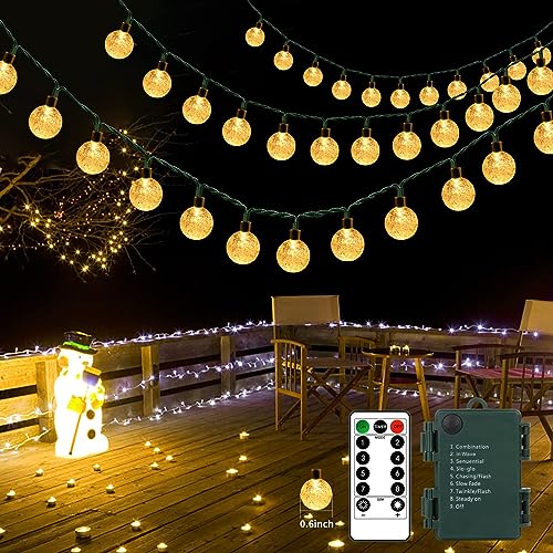 GCMacau Catena Luminosa Batteria, 8m 60 Led Catena Di Luci A Led Per Esterni,Luci Led A Batteria Con Telecomando 8 Modalità Impermeabile Ip65 Per Camera Da Letto Natale Balcone Giardino Feste