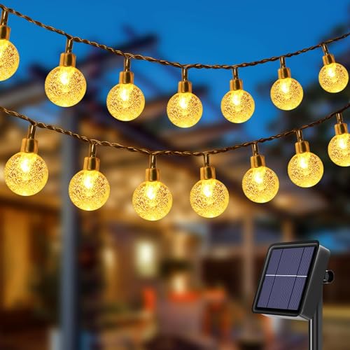 litogo 20M Catena Luminosa Esterno Solare, [ 60LED /8 Modalità ] Luci Esterno Energia Solare, Impermeabile Luci Solari Esterno per Giardino, Terrazzo, Matrimonio, Festa (Bianco Caldo)