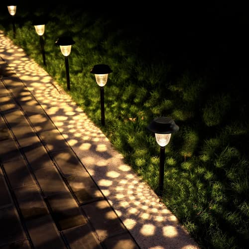 Whousewe Lampade Solari da Giardino, Luci solari solari per esterni, IP66 impermeabili LED Lampada Solare da Esterno, per Esterno, Prato, Patio, Cortile, Vialetti 8 Pezzi,