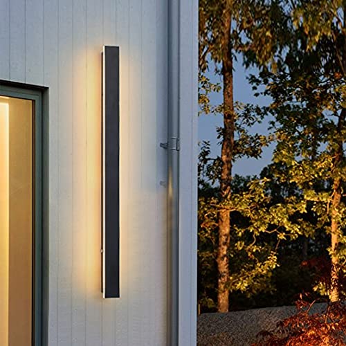 WRMING Lampada da Parete Esterno LED, Applique da Parete per Interno Nera, Metallo Lampada da Giardino da Parete Design Moderno per Terrazzo Bagno Corridoio, Bianco Caldo, IP65 Impermeabile,100cm