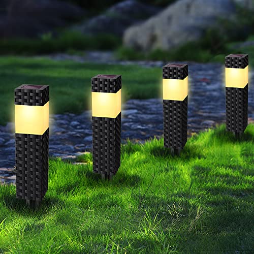 Joomer Luci Solari Esterno, 8 Pezzi Piazza Moda Lampada Solare da Esterno Giardino, Luci Solari Esterno per Sentieri Bianco Caldo LED Impermeable IP65 per Terra Cortile Prato Vialetto