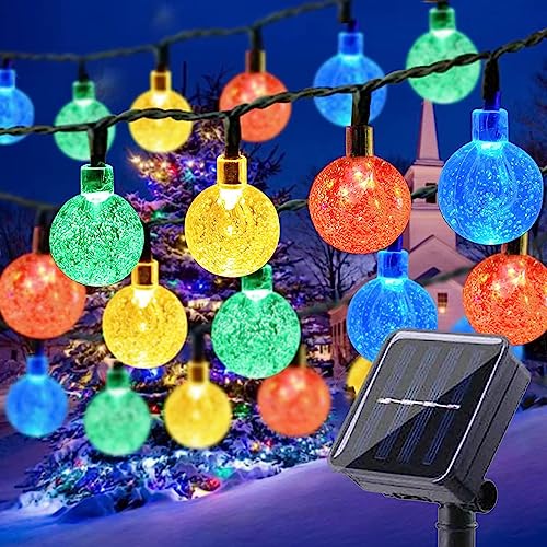 Wlevzzor Catena Luminosa Esterno Solare, 18M/59Ft 160 LED Luci a Forma di Globo di Cristallo Impermeabile, Luci Solari Esterno per Patio con 8 Modalità per Prato, Giardino, Cortile,Feste (Colorato)