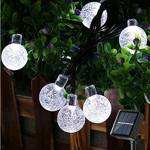 BrizLabs Luce Stringa Solare,  13.8M 60 LED Catena Luminosa Esterno Cristallo Globo Impermeabile Decorative Lucine Solari per Giardino Patio Cortile Matrimonio Festa Natale, Bianco Freddo