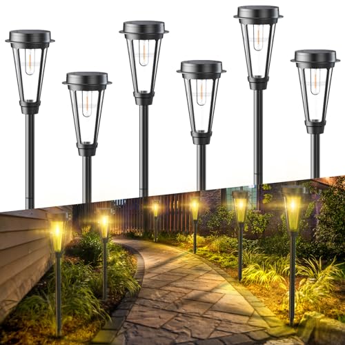 Quntis Luci Solari da Giardino Potenti, 6 PCS Lampada Solare Giardino Esterno, IP64 Impermeabie, Luci Esterno Energia Solare, Lampade Solari da Giardino per Prati, Cortili, Vialetti, Balconi