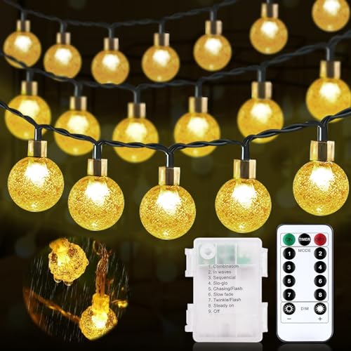 MULEVIP Catena Luminosa Esterno 12m 100 LED,Luci LED a Batteria,Luci Esterno,Impermeabile Lucine LED,Lucine LED Decorative Impermeabile,con Temporizzatore per Natale Matrimonio Balcone Giardino