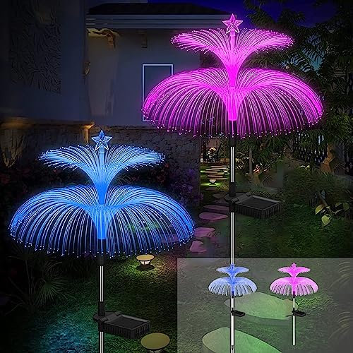 DAZZTIME Luci Solari Giardino,2 Pezzi LED Medusa Luce Solare da Giardino,mit Luci Solari a 7 Colori,Impermeabile Lampade Solari da Giardino A Forma di Medusa,per Giardino Esterno Decorazione Patio Prato(D)