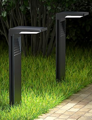 OUSFOT Luci Solari da Esterno 30 Faretti Solari a LED per Esterni Impermeabile IP65, con 2 Modalità di Illuminazione a Terra per Percorso Vialetto da Giardino 2 Pezzi