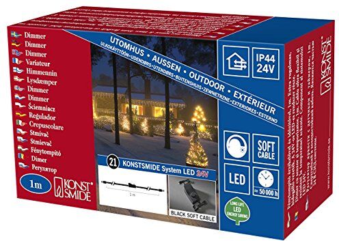 Konstsmide 4607 – 007 – Hightech System/dimmer per LED con sensore luminoso, timer per 6 e 9 ore, adatta a esterni (IP44)/certificato VDE/cavo nero