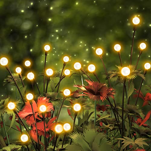 AIBISTAR Lampade Solari da Giardino, 4 Pezzi 32LED Luci Lucciola Esterno,IP65 Impermeabile, per Cortile, Balcone, Marciapiede