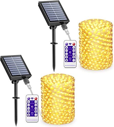 BESCOST Catena Luminosa Esterno Solare 15m150led*2-Luci Solari Esterno Impermeabile IP65 Luci Natale da Esterno Interno Decorative per Giardino Terrazzo Balcone Gazebo Partito Festa Natale