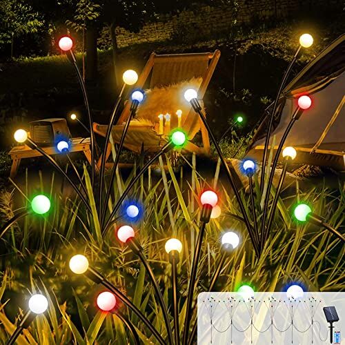 Acxilexy 6 Pezzi Lampade Solari Lucciole per Giardino, 48 LEDs Luci Solari con 8 Modalità, Luce Solare da Esterno Firefly, Telecomando, IP65 Impermeabile, Lucciole Solari per Prato Balcone Paesag