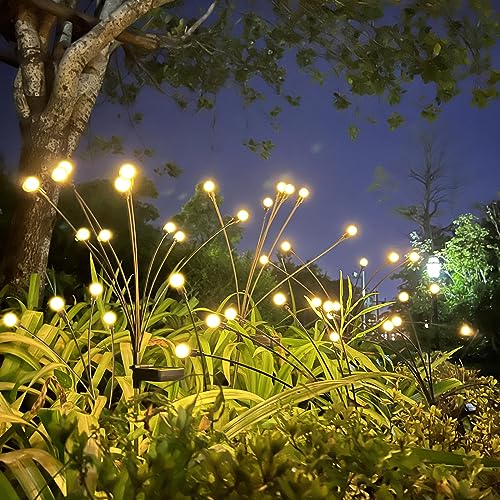 Sakulight 4 Pezzi 32 LEDs Luci Solari Esterno, Lucciole Solari da Giardino, IP65 Imperm Decorazioni Giardino per Esterno, Luce Solare Led Esterno