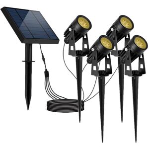 Lumisky Quattro faretti solari collegati con pannello solare deportato 4 in 1 da cucire o fissare potente luce LED bianco caldo H27 cm Lumisky Quattro faretti solari collegati con pannello solare deportato 4 in 1 da cucire o fissare potente luce LED bianco caldo H27 cm